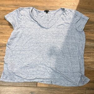 Ann Taylor Light Blue-Gray Short Sleeve LinenTee